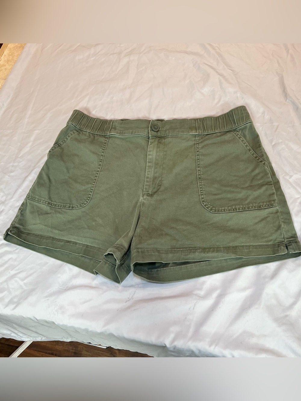 Lee Army Green Elastic Waist Utility Camp Shorts 16 Gorpcore Hiking Cuffed Hem
